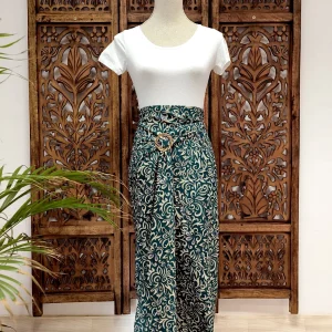 Wikkelrok sarong Cacing hijau met gesp
