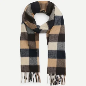 Sjaal tattersall donkerblauw beige