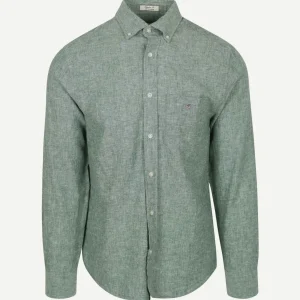 Gant overhemd linnen groen | Regular-fit