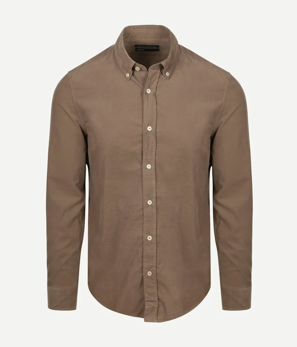 Overhemd fine corduroy taupe