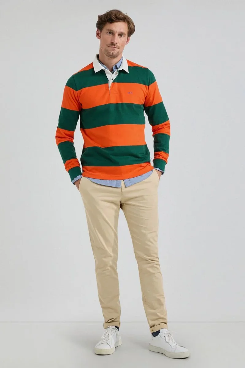 McGregor rugbyshirt streep oranje groen | Regular-fit - Afbeelding 6