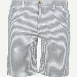 Shorts striped seersucker medium blue