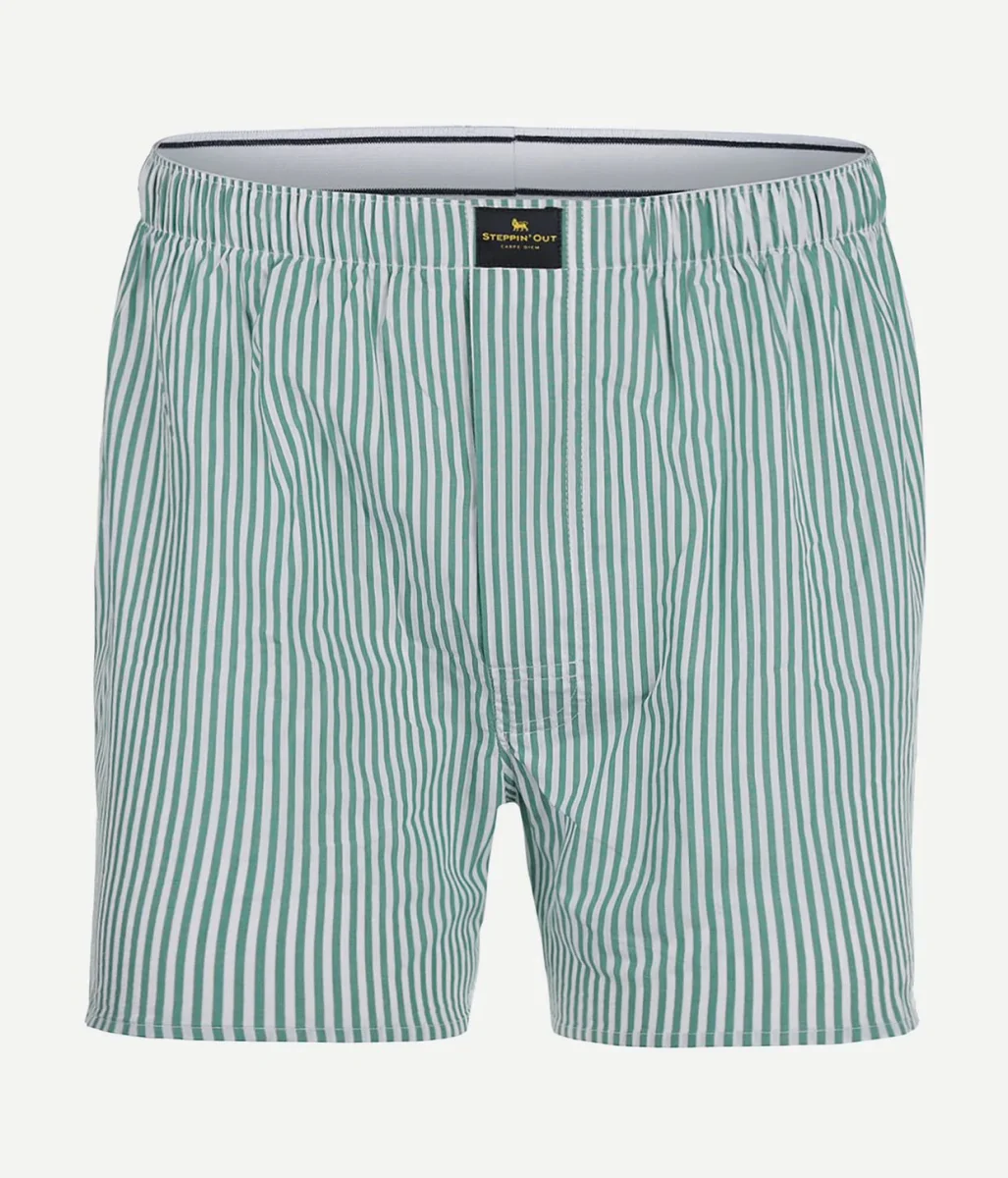 Boxershort streep poplin groen