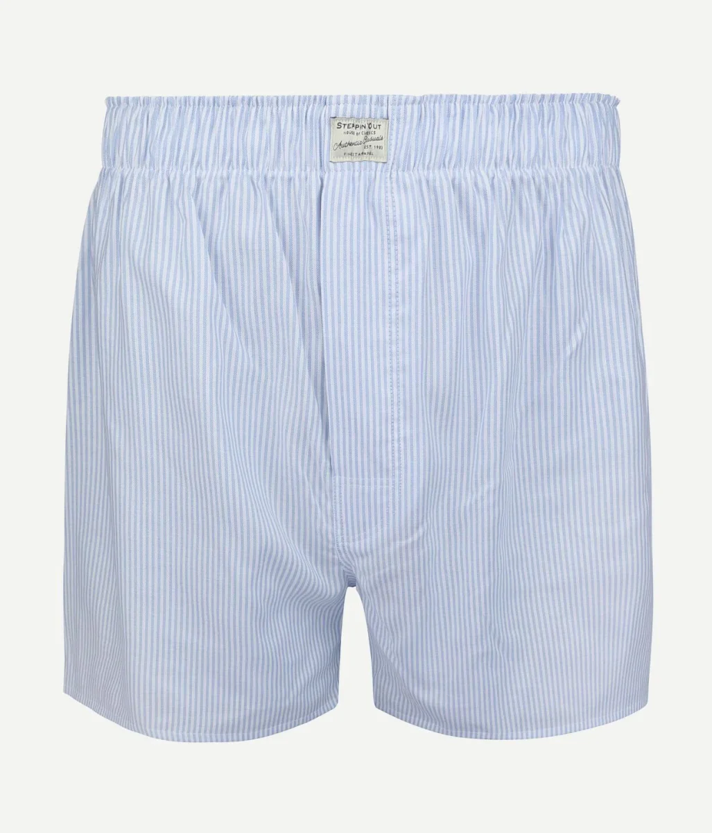 Boxershort striped Oxford blauw