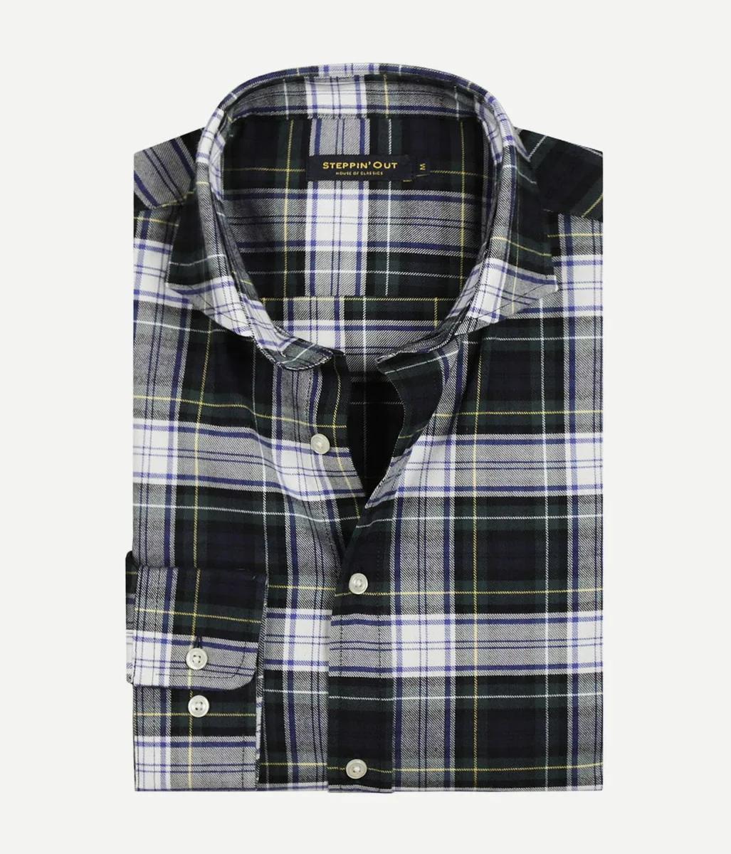 Flanel overhemd ruit blauw groen - Afbeelding 2