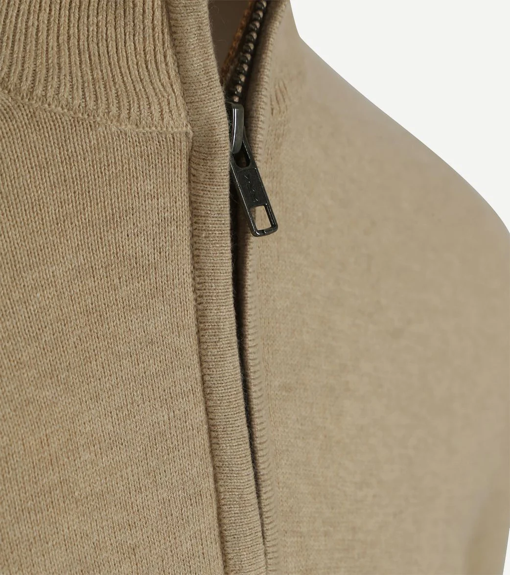 Half-zip trui cotton cashmere sand - Afbeelding 4