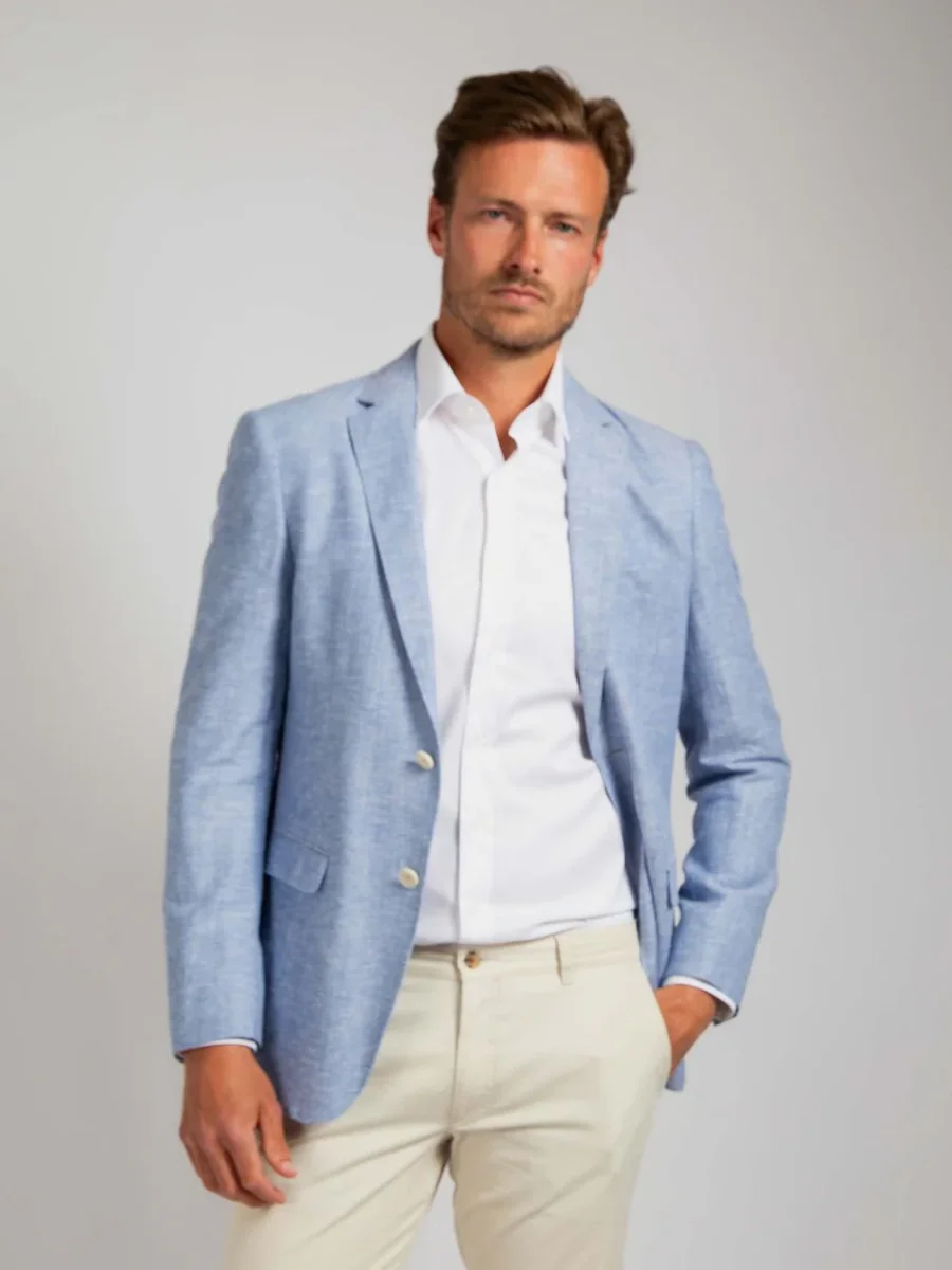 Blazer linnen panama lichtblauw - Afbeelding 3