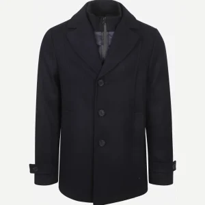 Caban coat wol donkerblauw