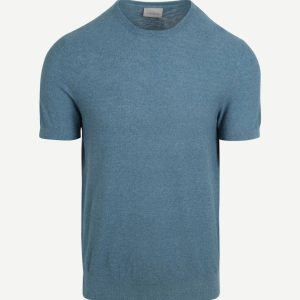 Piqué t-shirt linnen blauw