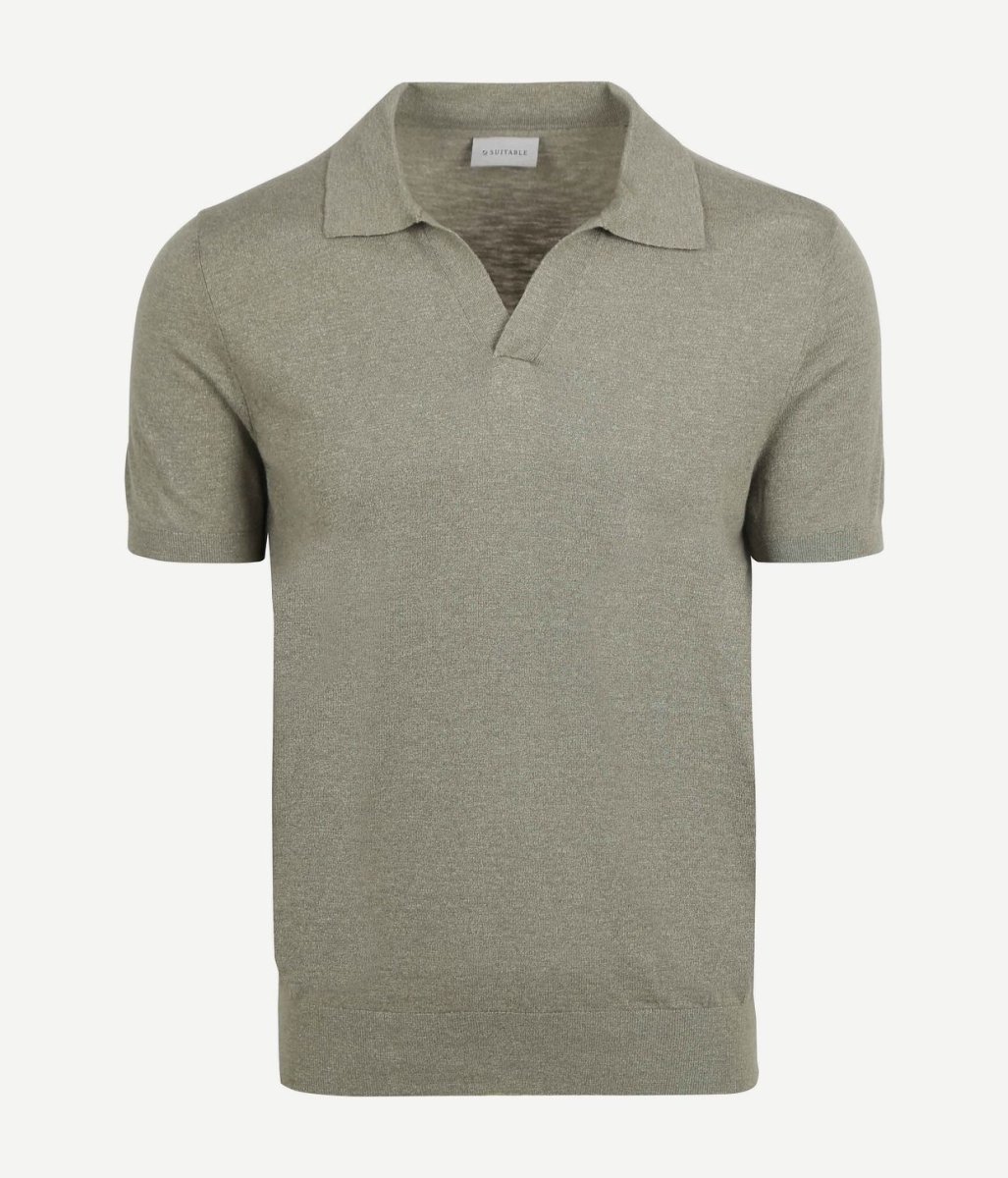Suitable polo riva linnen groen - Afbeelding 2