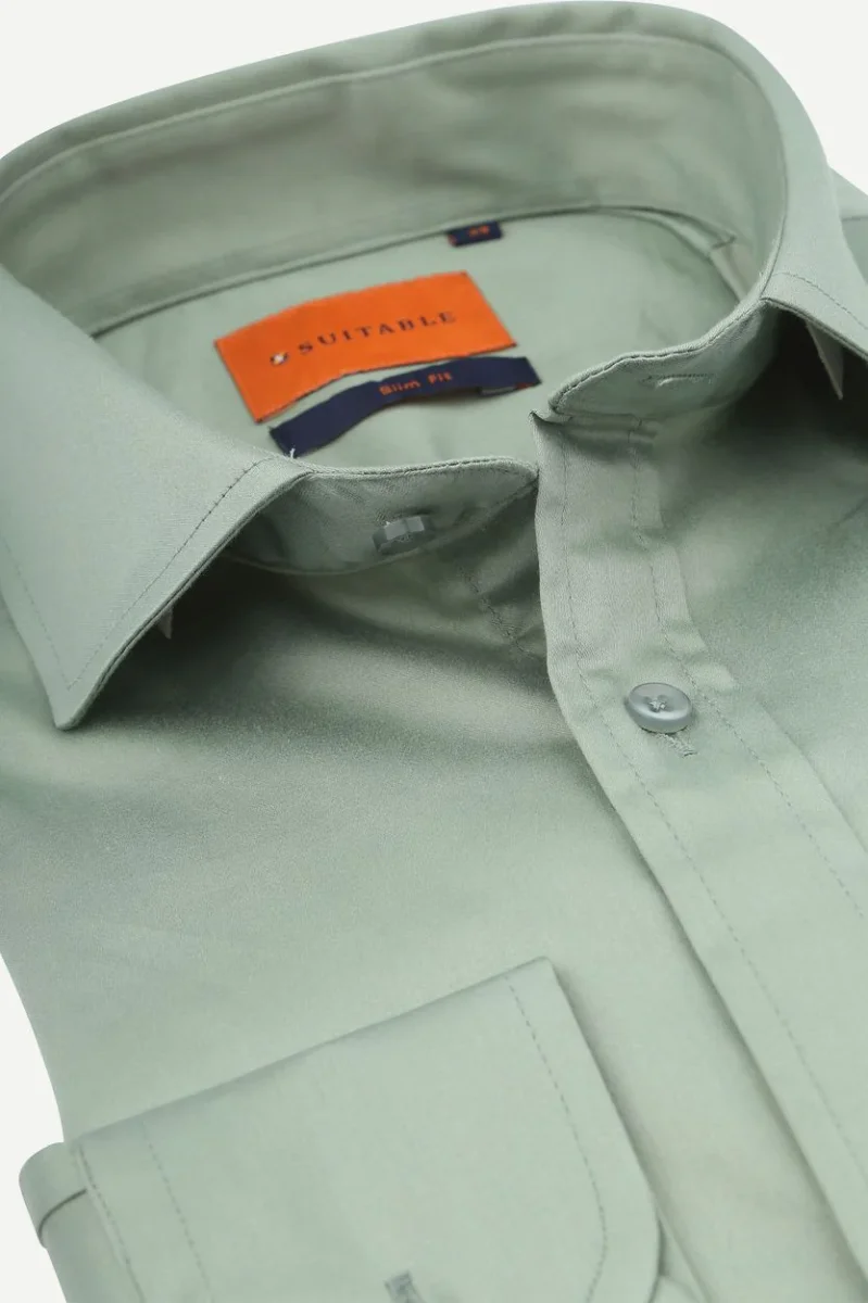 Satin stretch overhemd groen - Afbeelding 4