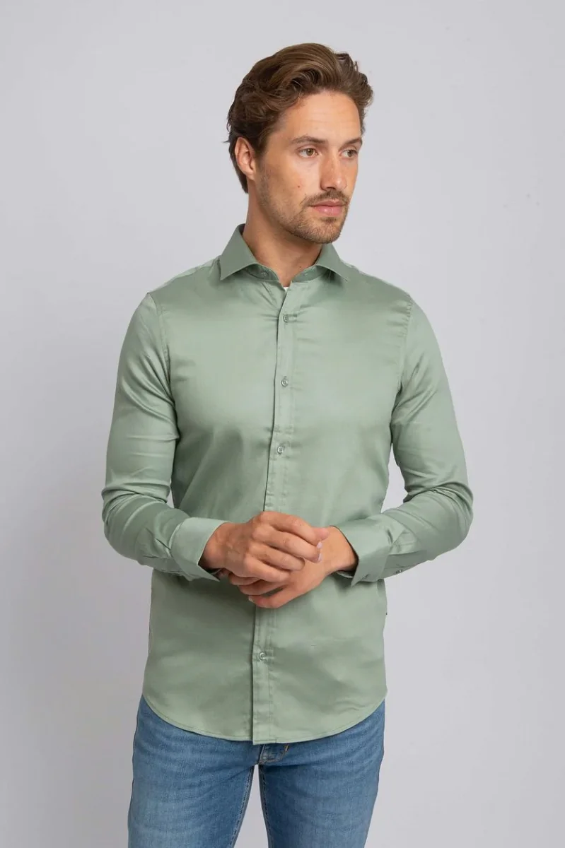 Satin stretch overhemd groen - Afbeelding 6