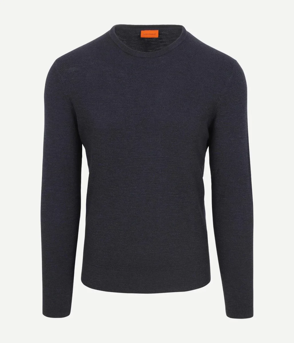 Trui structure slub donkerblauw