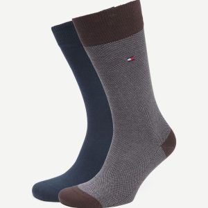 (2-pack) sokken birdseye burgundy donkerblauw