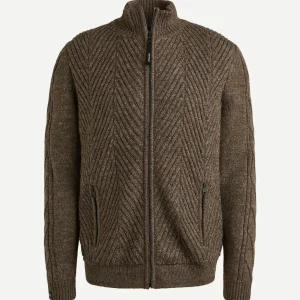 Vest structuur wol blend bruin